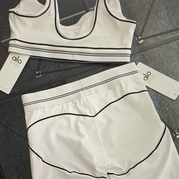 ALO Yoga White Set with Black Accents